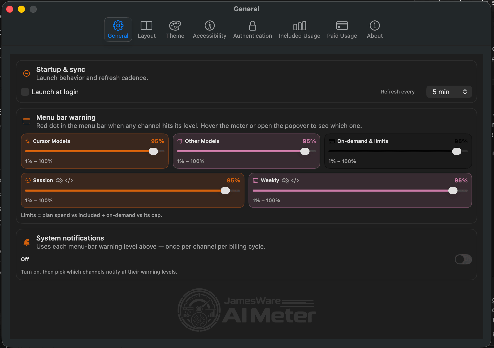 AI Meter General settings