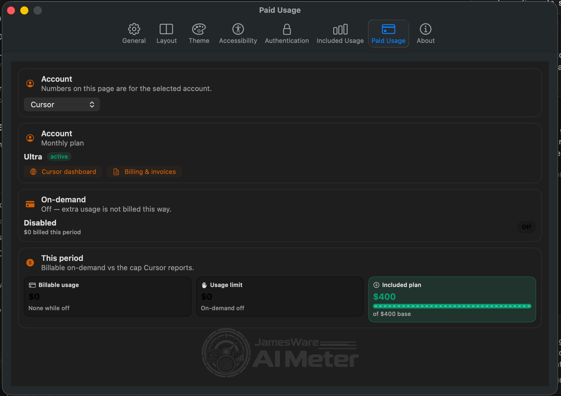 AI Meter Paid Usage settings