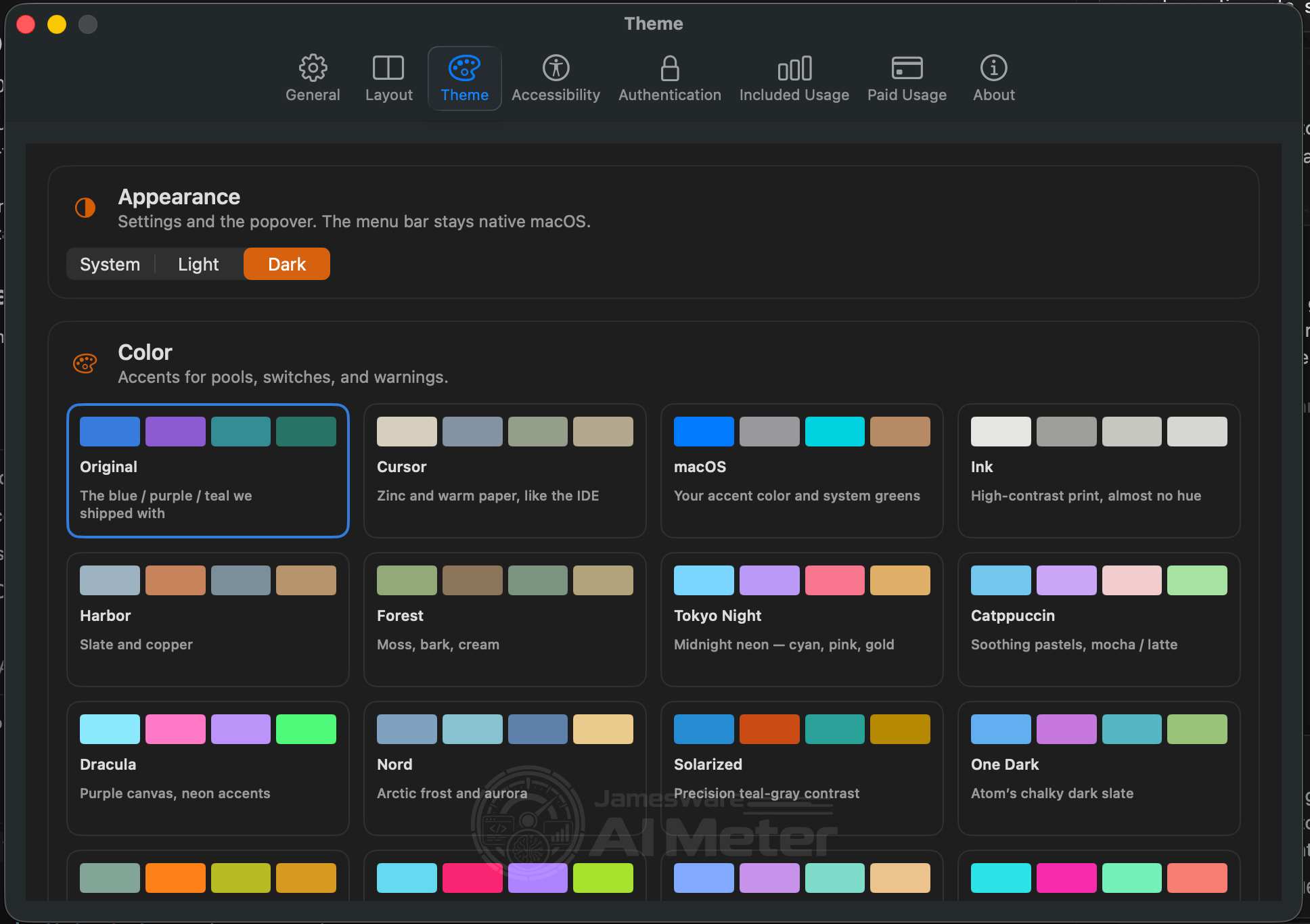 AI Meter Theme settings