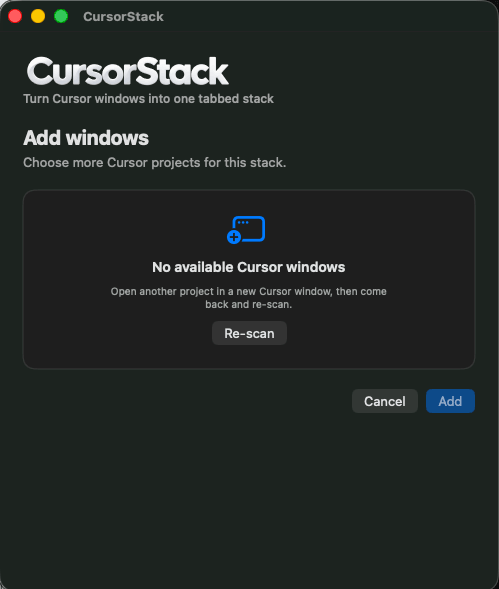 CursorStack Add windows picker
