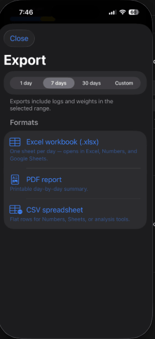 Daily On Plan export formats