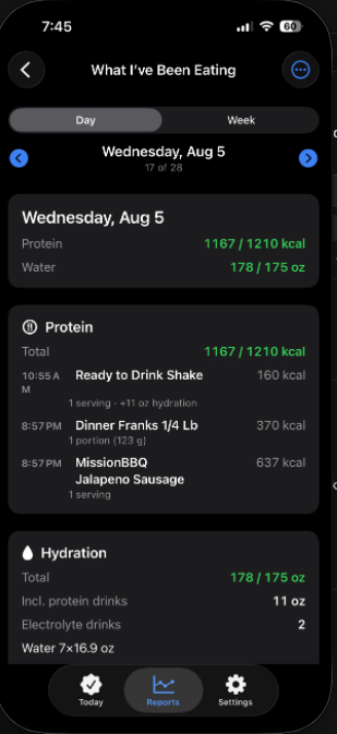 Daily On Plan What I've Been Eating day view