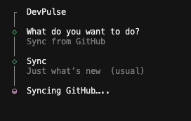 DevPulse syncing GitHub after choosing incremental sync